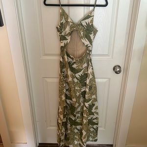 Leaf printed maxi dress, size Small.